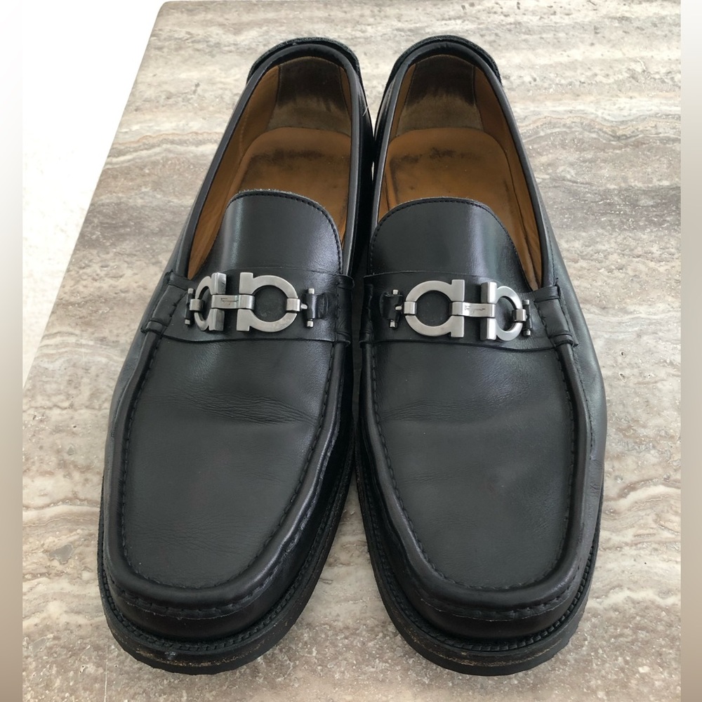 Salvatore Ferragamo Black Leather Shoes Size 14